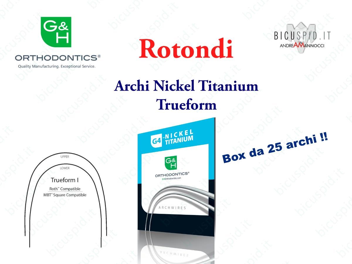 Archi Memoria in Nickel Titanium G4 - Rotondi della G&H Orthodontics - Confezione da 25 Archi