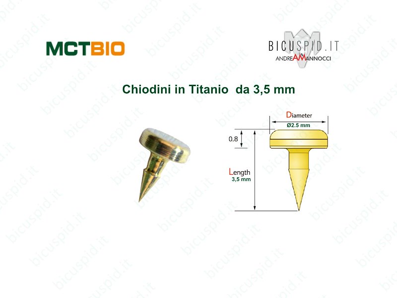 Chiodini in titanio MCTBIO per membrane 3,5 mm