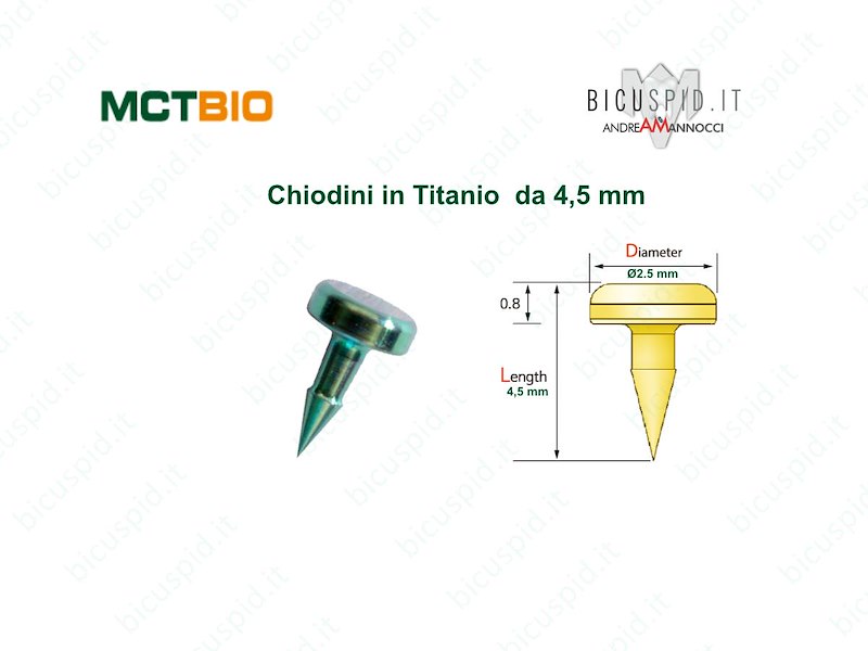 Chiodini in titanio MCTBIO per membrane 4,5 mm
