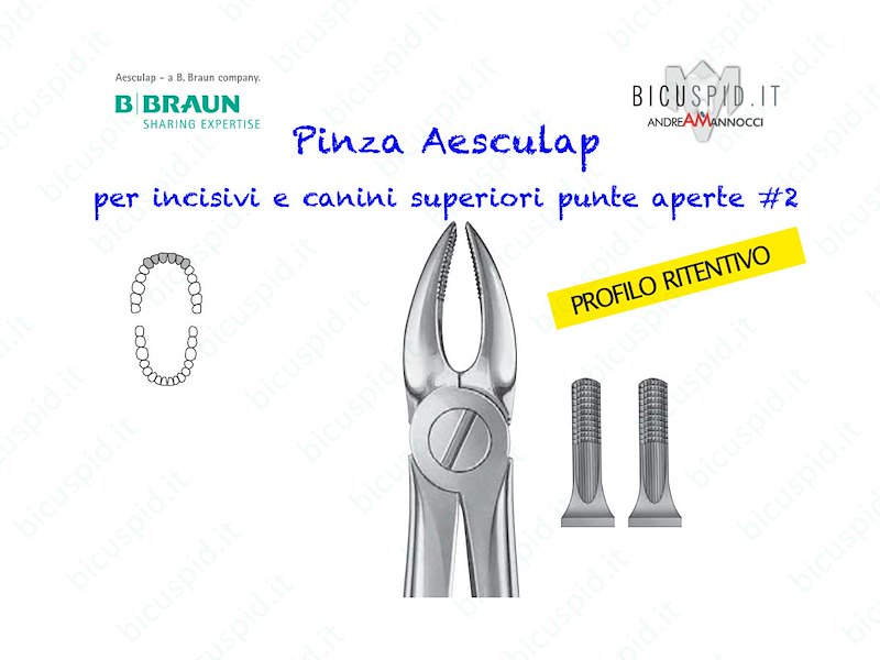 Pinza Aesculap per incisivi e canini superiori DH702R