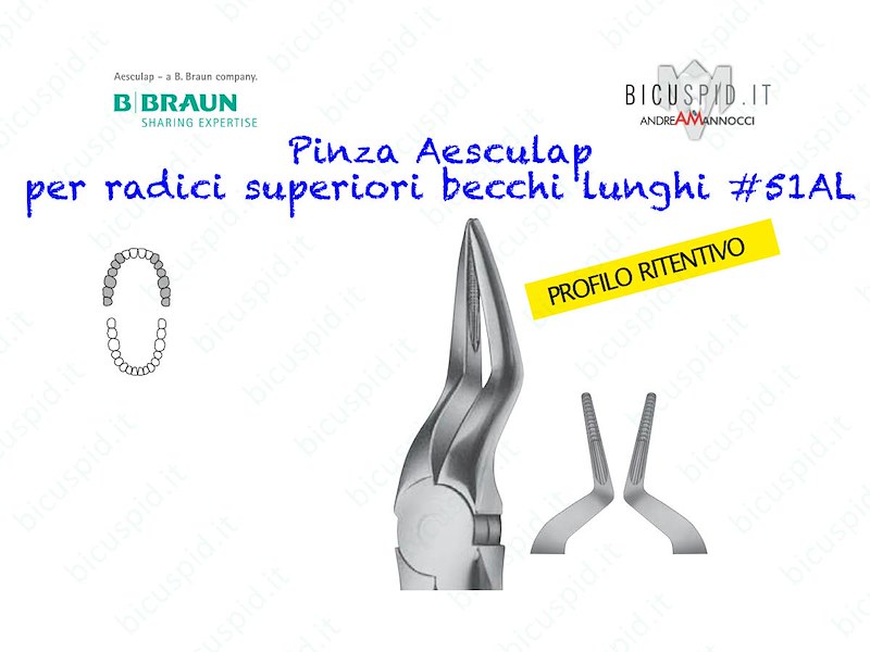Pinza Aesculap per radici superiori punte lunghe e strette DH755R 