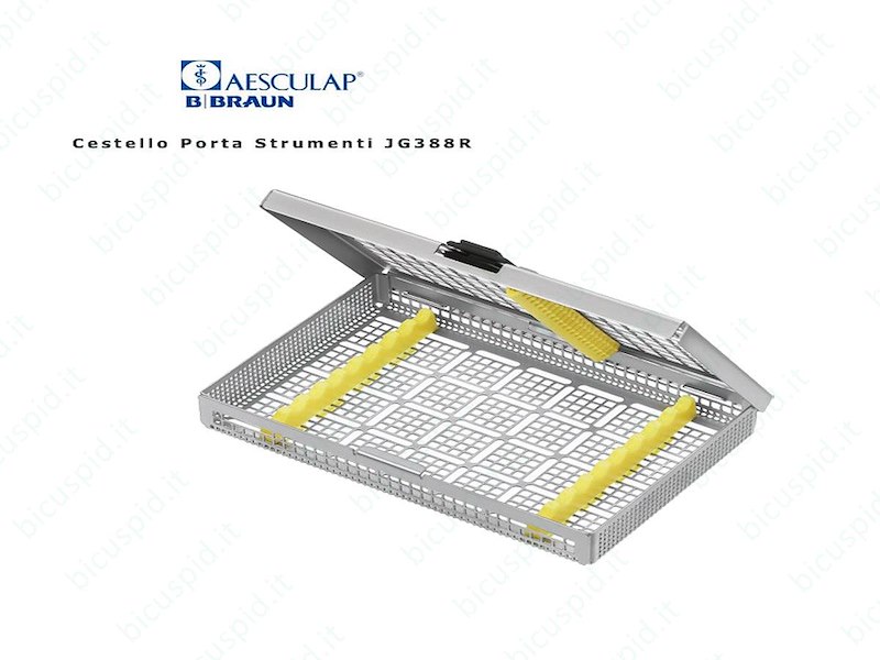 JG388R Cestello Aesculap per 9 strumenti misure 188X125X30mm, (Incluso supporti in gomma JG400 + JG401)