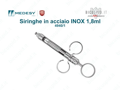 Siringhe in acciaio INOX per anestesia con due anelli Medesy 4940