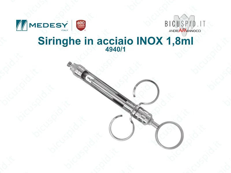 Siringhe in acciaio INOX per anestesia con due anelli Medesy 4940
