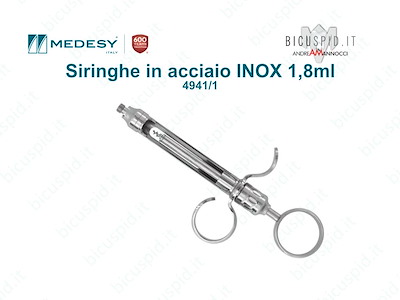 Siringhe in acciaio INOX per anestesia con 1 anello Medesy 4941/1