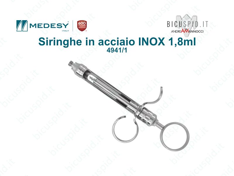 Siringhe in acciaio INOX per anestesia con 1 anello Medesy 4941/1