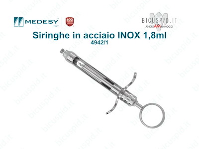 Siringhe in acciaio INOX per anestesia senza  anelli Medesy 4942/1