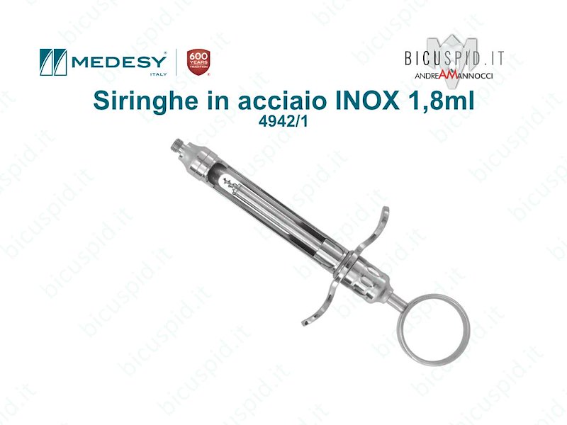 Siringhe in acciaio INOX per anestesia senza  anelli Medesy 4942/1