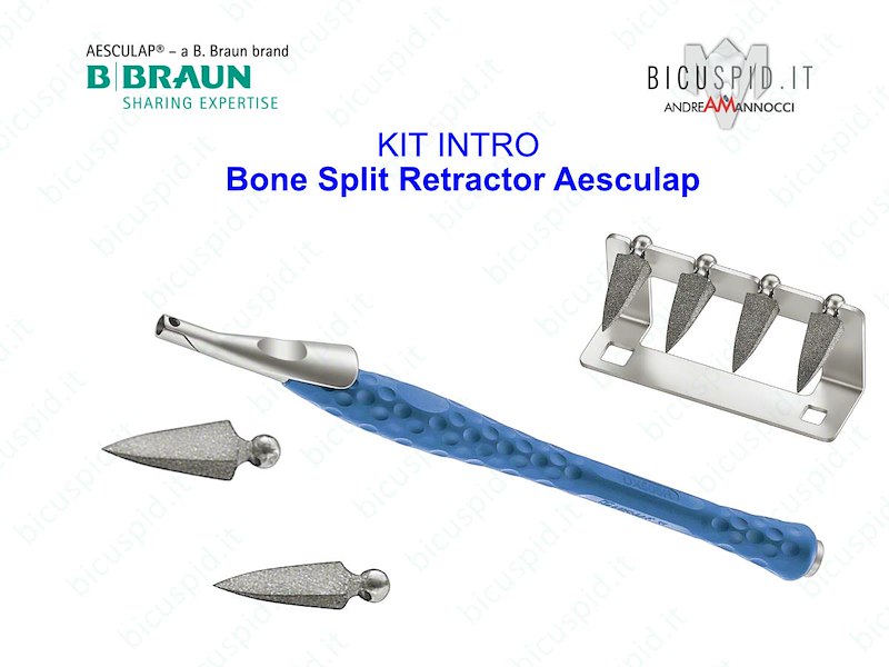 KIT INTRO Bone Split Retractor, Rack per 4 cunei - 2 cunei - Applicatore