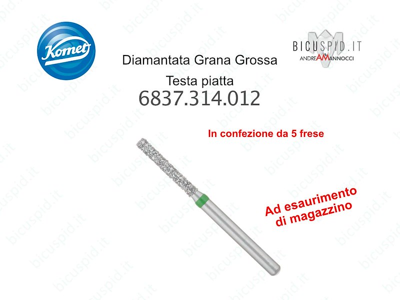 Frese Komet Diamantate cilindriche in grana Grossa testa piatta 6837.314.012