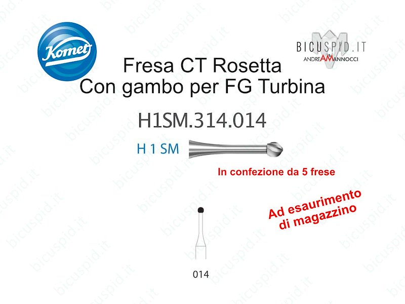 Fresa Komet in CT Rosetta con gambo FG per Turbina  H1SM.314.014
