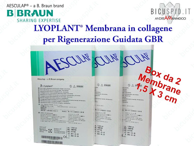 LYOPLANT® Membrana in collagene - Misura 1,5 X 3 cm - codice 1066102 - Box da 2 membrane 