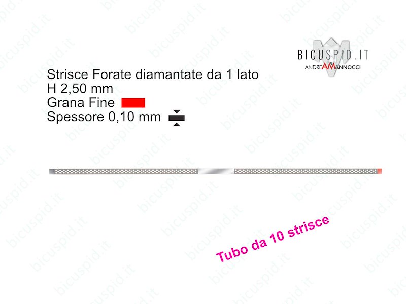 Strisce Rosse Diamantate Forate H 2,5 mm Grana Fine