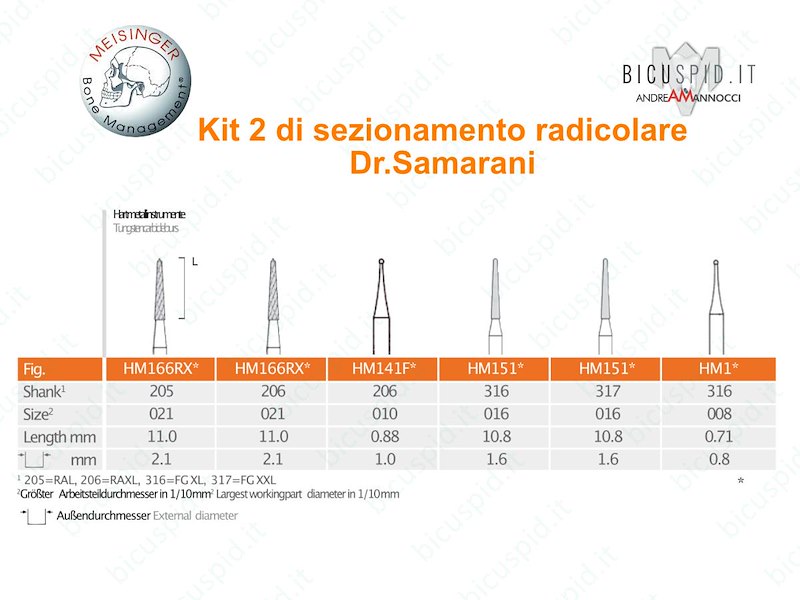 Kit sezionamento radicolare Dr. Samarani BRSS2