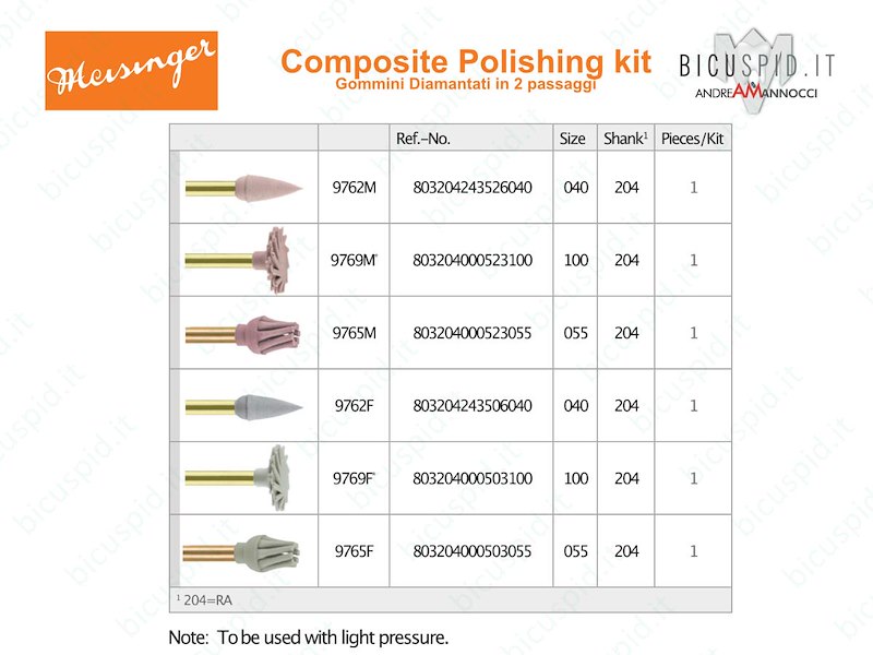 SET ASSORTITO CPK01 Gommini Diamantati per Lucidatura Compositi Meisinger