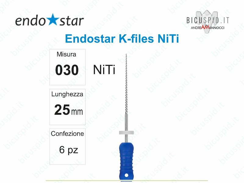 K-FILE manuali NiTi EndoStar 030