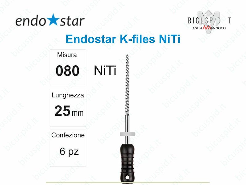 K-FILE manuali NiTi EndoStar 080