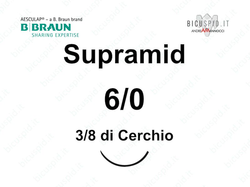 Supramid 6/0 - 3/8 di Cerchio - Suture chirurgiche non assorbibili Pseudo Monofilamento  BBraun