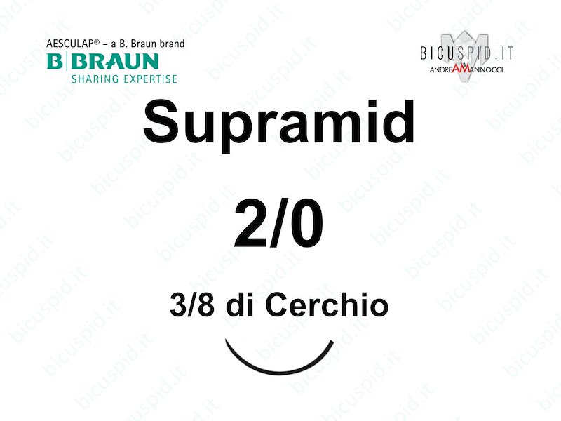 Supramid 2/0 - 3/8 di Cerchio - Suture Chirurgiche non Assorbibili Pseudo - Monofilamento BBraun