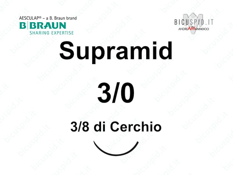 Supramid 3/0 - 3/8 di Cerchio - Suture Chirurgiche non Assorbibili Pseudo - Monofilamento BBraun