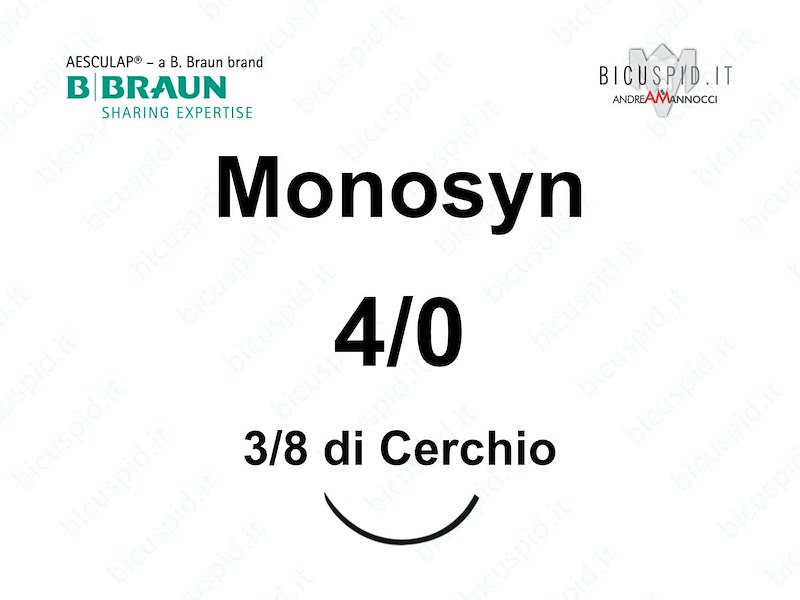 Monosyn 4/0 - 3/8  di Cerchio - Suture Chirurgiche Monofilamento Assorbibile per l'Odontoiatria e la Chirurgia Estetica BBraun 