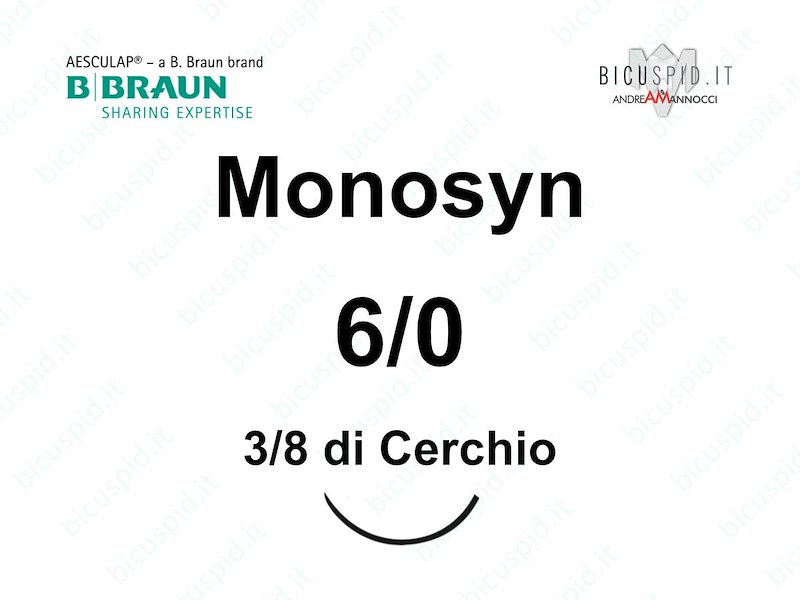 Monosyn 6/0 - 3/8  di Cerchio - Suture chirurgiche Monofilamento Assorbibile per l'Odontoiatria e la Chirurgia Estetica BBraun  