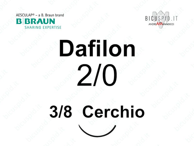 Dafilon 2/0 - 3/8 di Cerchio - Suture chirurgiche Monofilamento non assorbibile in poliammide