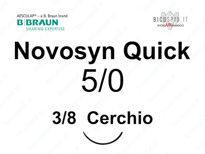 Novosyn Quick 5/0 - 3/8 di Cerchio - Suture Chirurgiche Intrecciate in PGLA a Rapido Assorbimento