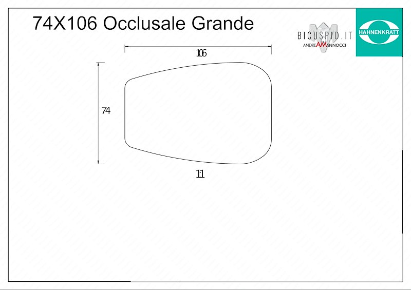6300X2 Specchio senza manico Hahnenkratt FS Rhodium - due facce - occlusale grande 