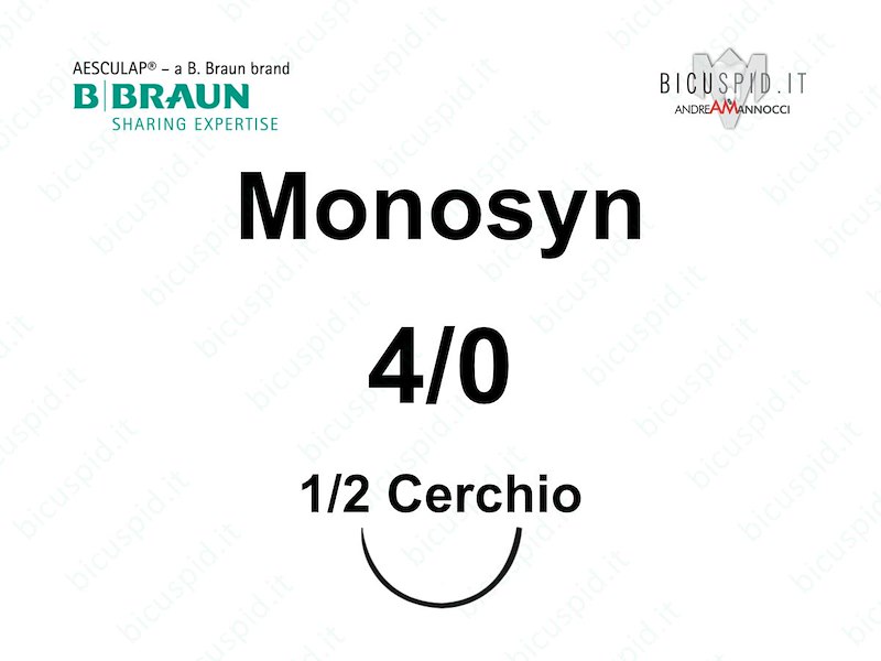 Monosyn 4/0 - 1/2 Cerchio - Suture Chirurgiche Monofilamento Assorbibile per l'odontoiatria e la chirurgia estetica