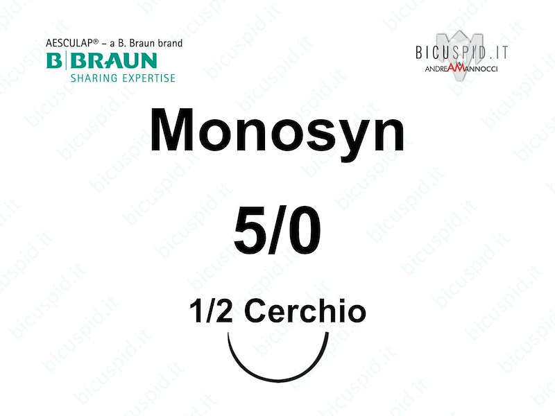 Monosyn 5/0 - 1/2 Cerchio - Suture chirurgiche Monofilamento Assorbibile per l'Odontoiatria e la Chirurgia Estetica