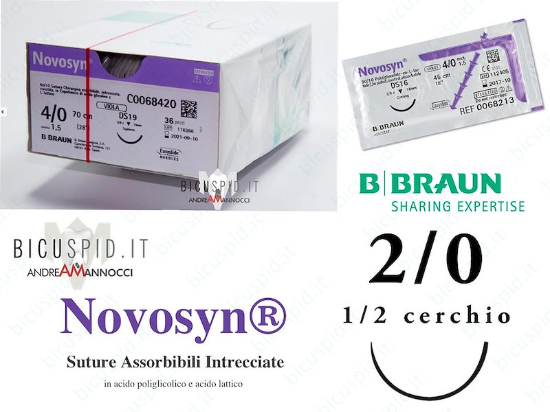Novosyn 2/0 - 1/2 CERCHIO - Suture chirurgiche Assorbibili Intrecciate in acido poliglicolico e acido lattico