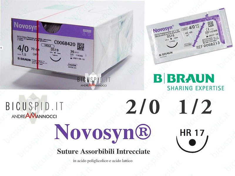 Novosyn 2/0 - 1/2 CERCHIO - Suture chirurgiche Assorbibili Intrecciate in acido poliglicolico e acido lattico