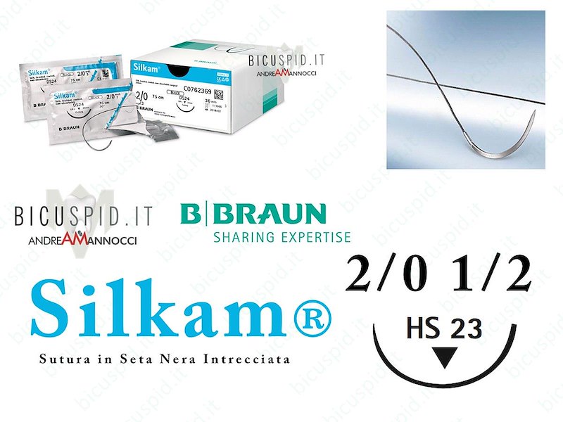 SILKAM NERO 2/0 - 1/2 CERCHIO - Sutura in Seta naturale, non assorbibile 