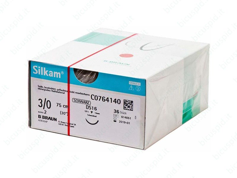 SILKAM NERO 5/0 - 1/2 CERCHIO - Sutura in Seta naturale, non assorbibile 