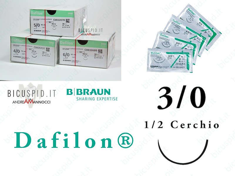 DAFILON 3/0 - 1/2 CERCHIO - Suture chirurgiche Monofilamento non assorbibile in poliammide