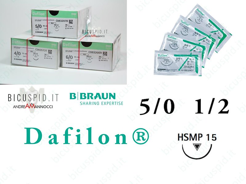 C0936618 Dafilon 5/0 HSMP15 - 1/2 Cerchio - Suture chirurgiche Monofilamento non assorbibile in poliammide con micropunta di precisione