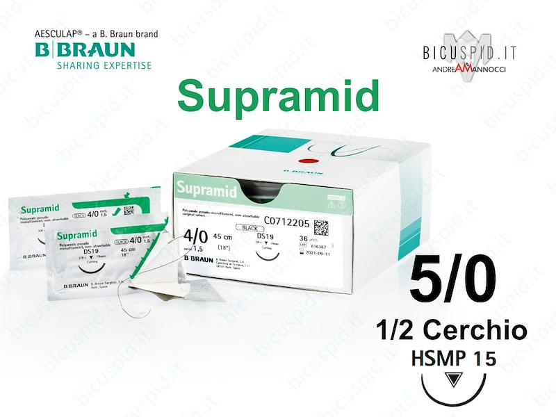 Supramid 5/0 - 1/2 Cerchio - Suture Chirurgiche non Assorbibili Pseudo Monofilamento