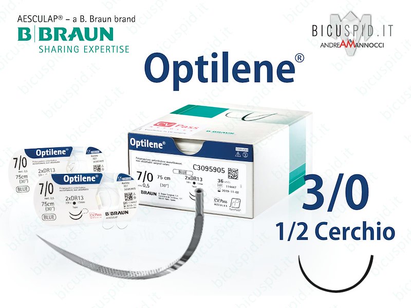Optilene 3/0 - 1/2 Cerchio - Suture Chirurgiche Monofilamento in Polipropilene e Polietilene  BBraun 