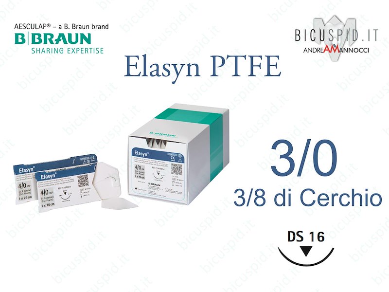 Elasyn 3/0 - 3/8 di cerchio Suture Chirurgiche in PTFE Monofilamento BBraun