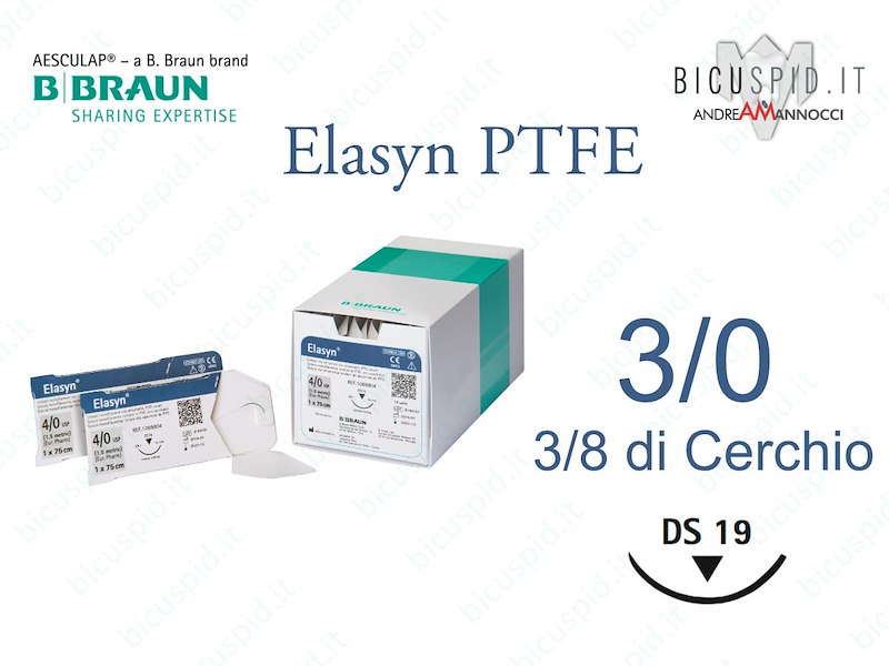 Elasyn 3/0 - 3/8 di cerchio Suture Chirurgiche in PTFE Monofilamento BBraun
