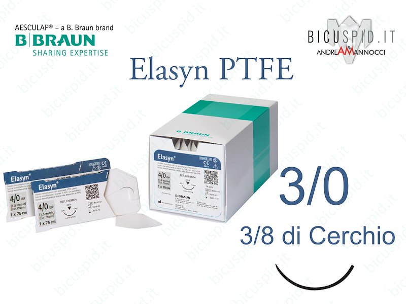 Elasyn 3/0 - 3/8 di cerchio Suture Chirurgiche in PTFE Monofilamento BBraun