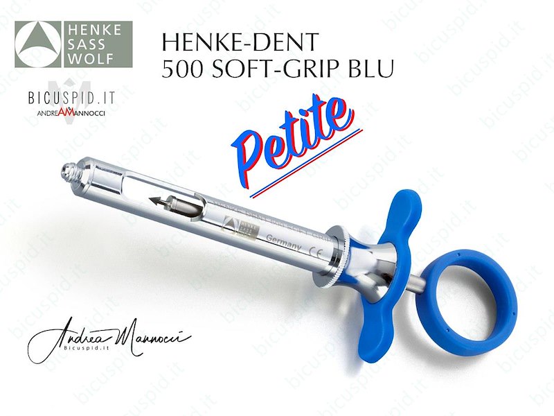 SIRINGA PER ANESTESIA BLU - PETITE per mani piccole - HENKE-DENT 500 SOFT-GRIP ® - COD. 8300010276