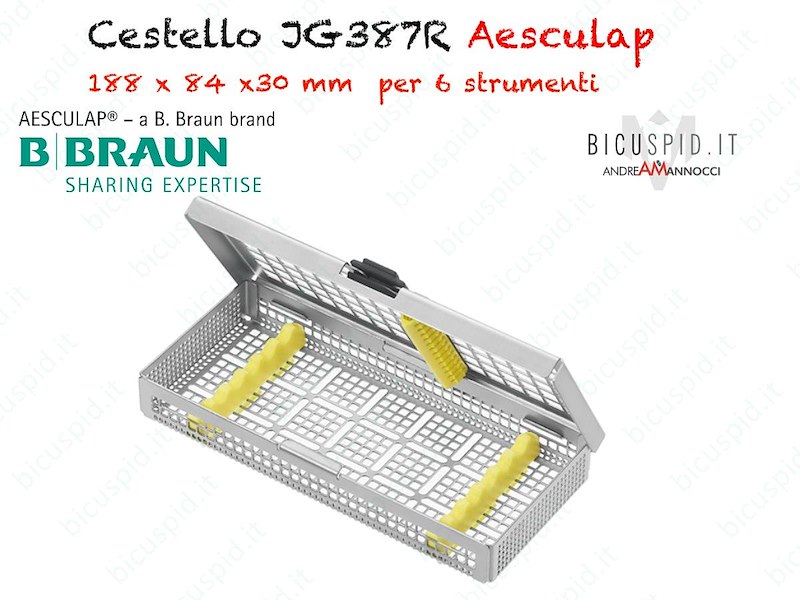 JG387R Cestello Aesculap per 6 strumenti misure 188X84X30mm, (Incluso supporti in gomma JG400 + JG401)