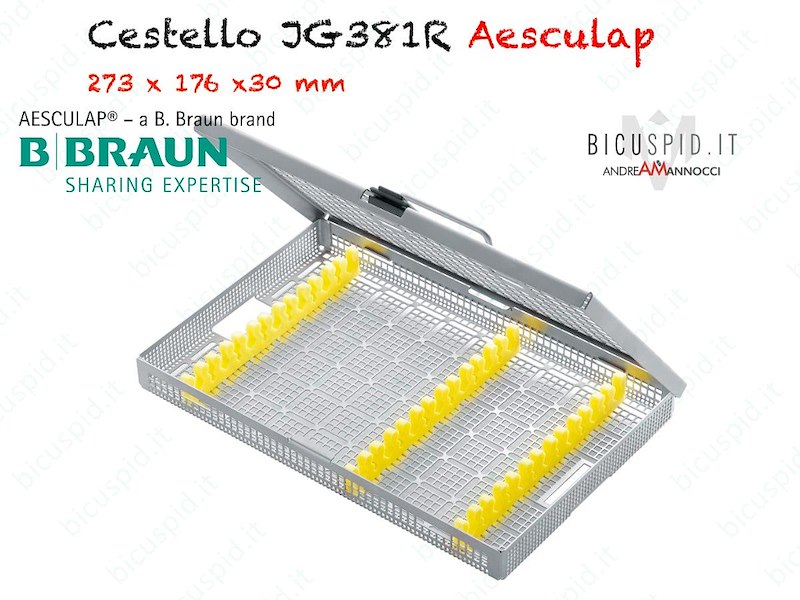 JG381R Cestello Aesculap GRANDE misure 273X176X30mm, (Incluso 3 supporti in gomma JG391)