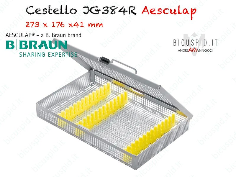 JG384R Cestello Aesculap GRANDE e ALTO misure 273X176X41mm, (Incluso 3 supporti in gomma JG393)