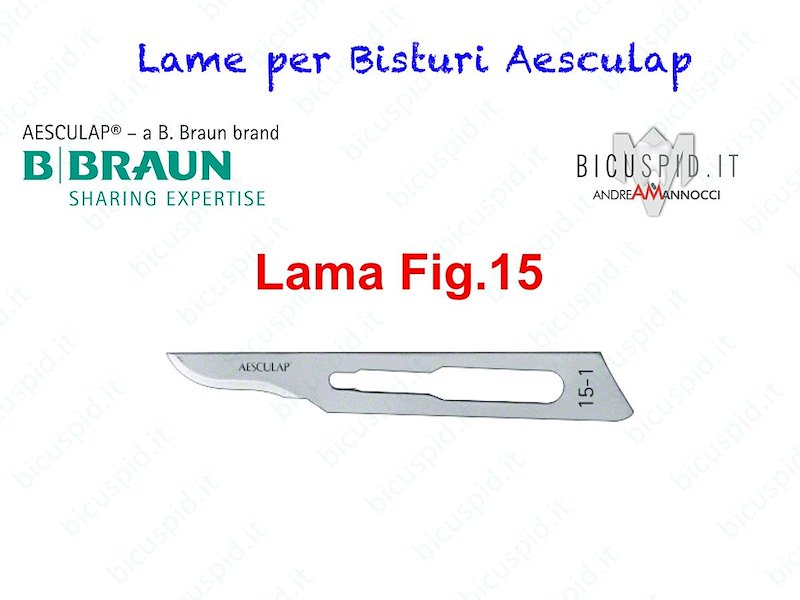 LAME FIG. 15 per bisturi - Aesculap - Sterili - CONF. DA 100 LAME  - COD. BB515