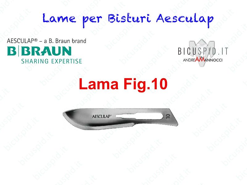 LAME FIG. 10 per bisturi - Aesculap - Sterili - CONF. DA 100 LAME  - COD. BB510