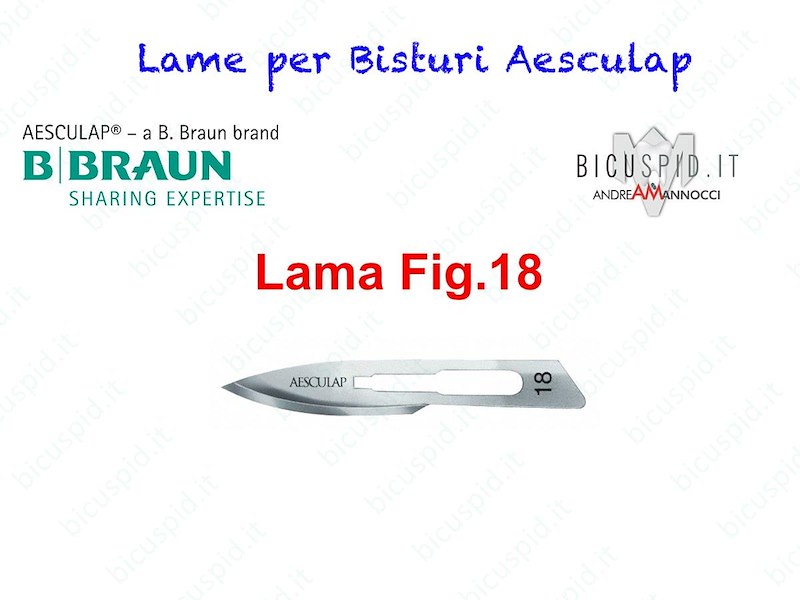 LAME FIG. 18 per bisturi - Aesculap - Sterili - CONF. DA 100 LAME  - COD. BB518