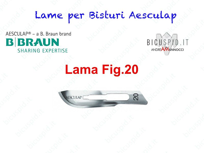 LAME FIG. 20 per bisturi - Aesculap - Sterili - CONF. DA 100 LAME  - COD. BB520